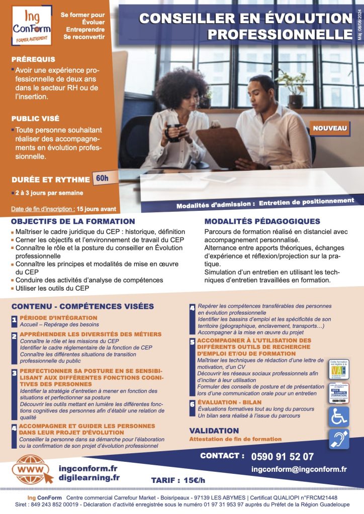 Conseiller en évolution professionnelle - Fiche technique